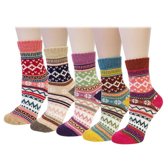 Wrapables.com - Wrapables Women's Thick Winter Warm Wool Socks (Set of 5): Pastel