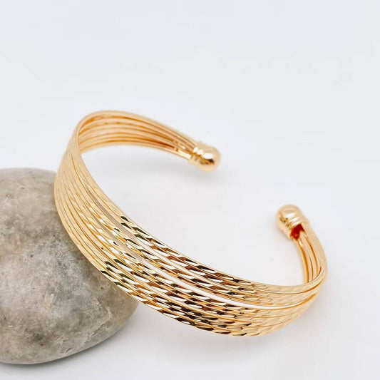 Mio Queena - Gold-plated Multi-layer Metal Coil Cuff Bangle