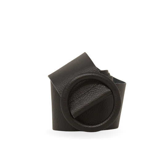 German Fuentes Handbags - CINT-06 CIRCULAR BUCKLE LEATHER BELT: Black