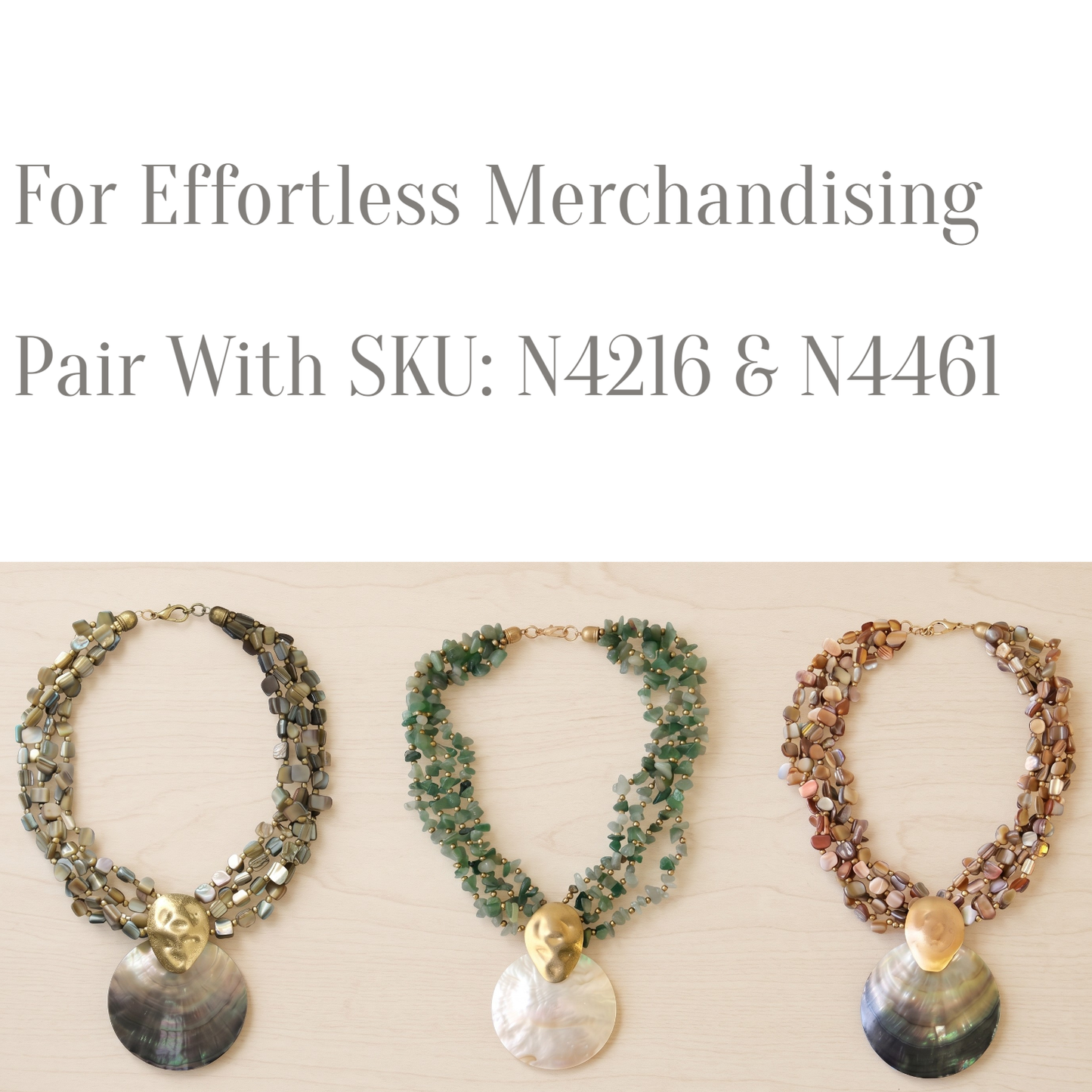 Bijoux Envie Statement Jewelry - Mother of Pearl Shell Necklace | Handmade Statement Jewelry