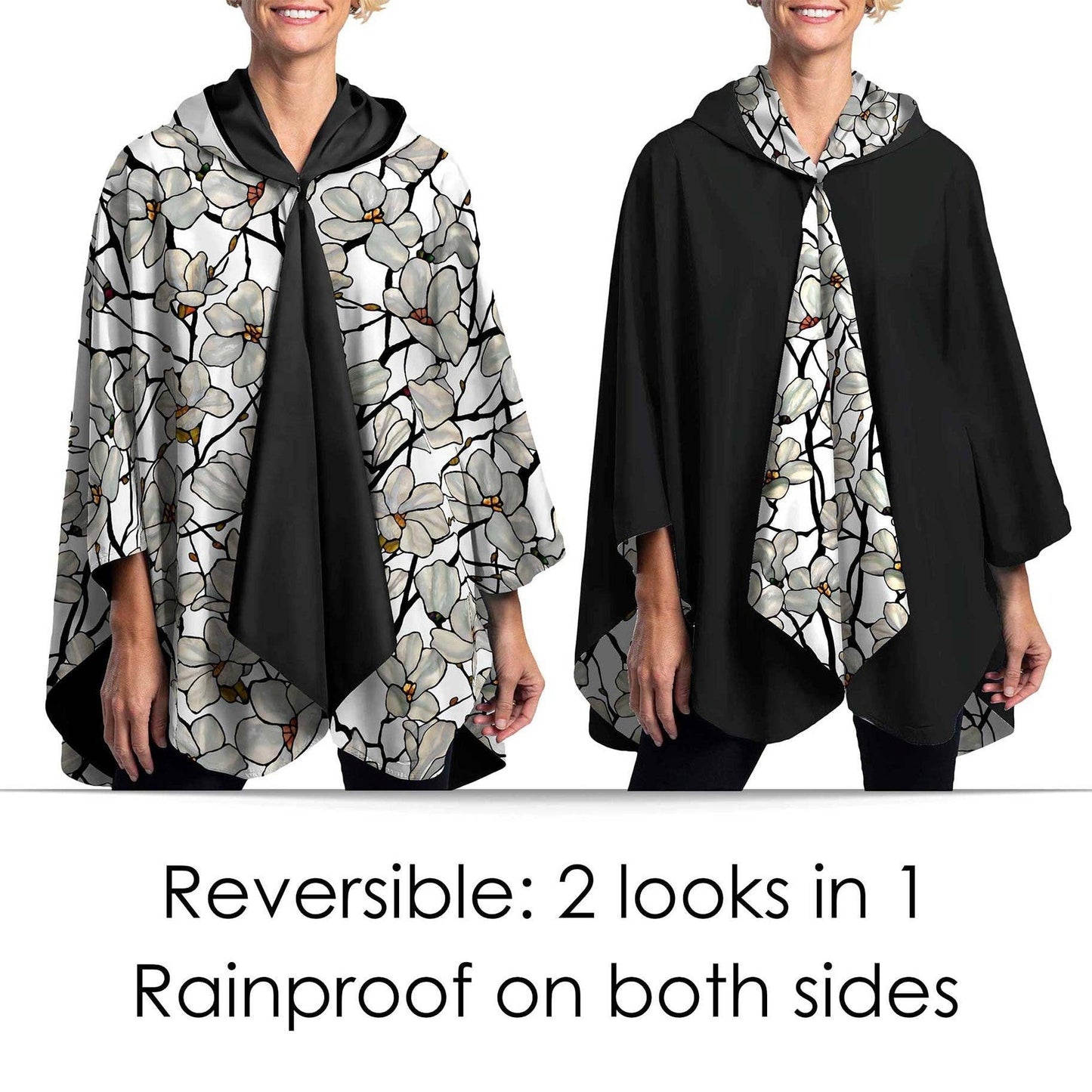 RainCaper - Tiffany Magnolia Womens Rain Cape - Rainproof Breathable Rain Poncho for Women