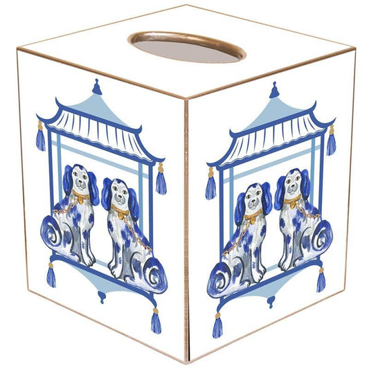 Marye-Kelley - Staffordshire Chic Blue Tissue Box Cover: Kraft Paper