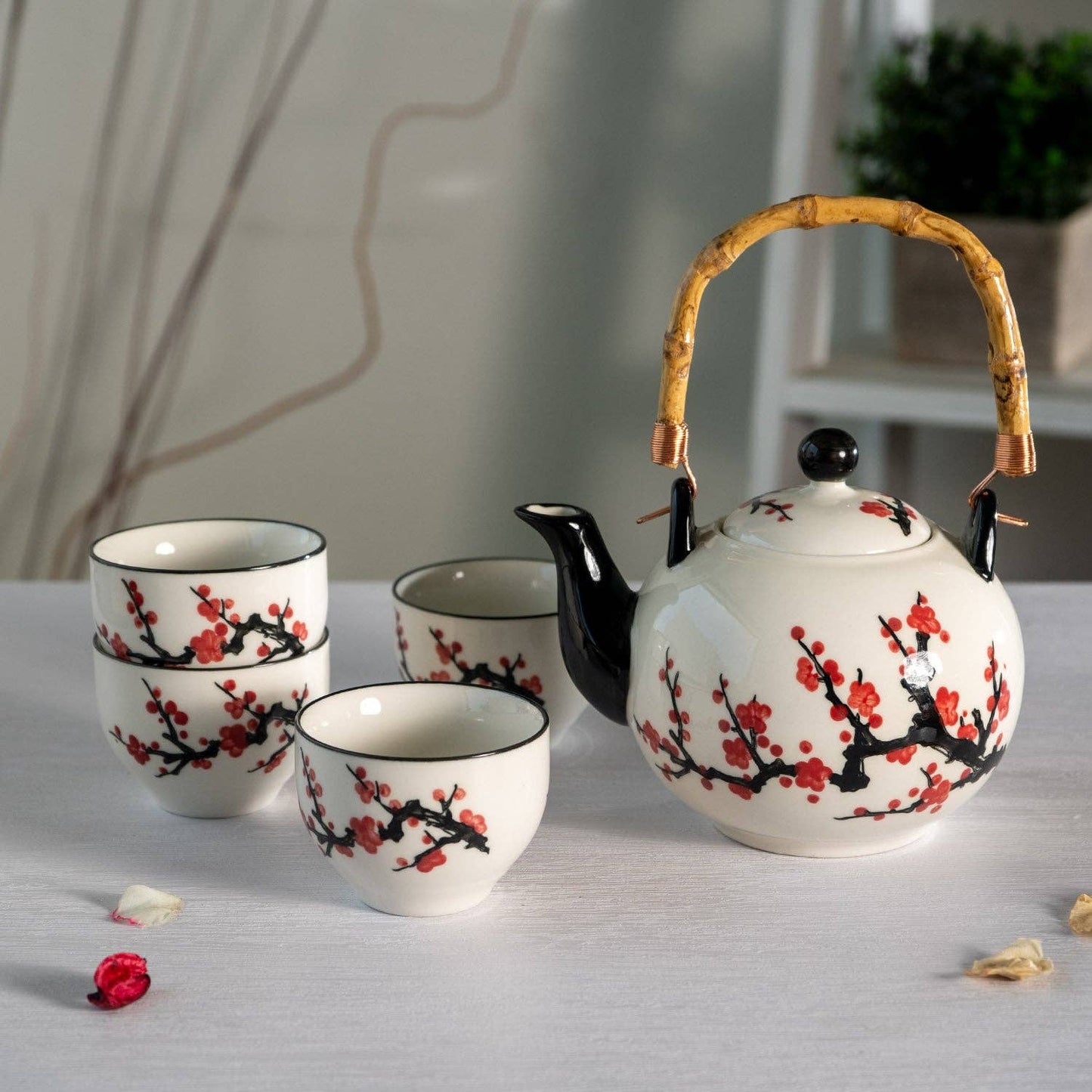 Urban Tokyo - Cherry Blossoms Tea Set 30 oz Tea Pot with 4 Cups (1/8)