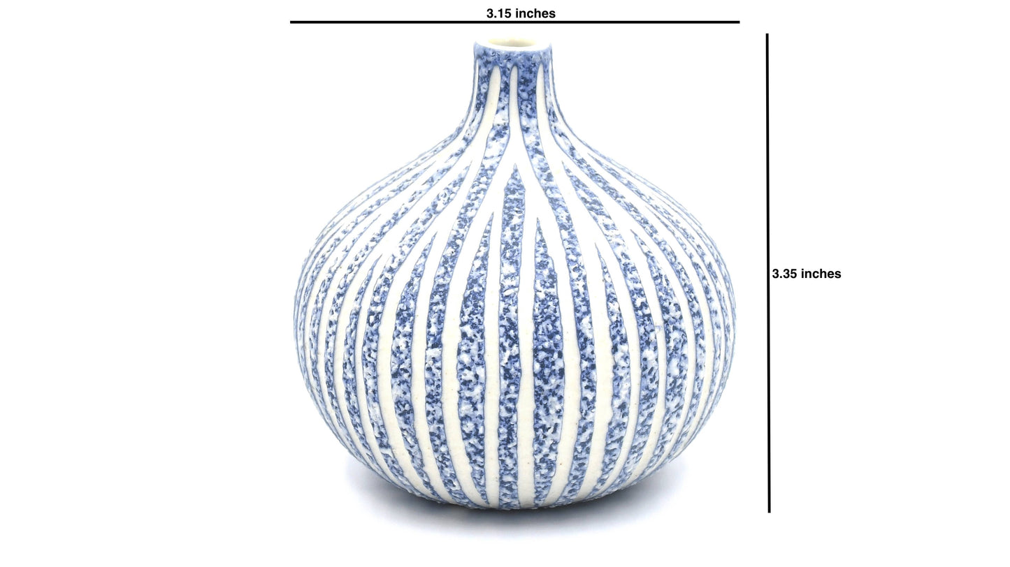 Art Floral Trading LLC - 524W16BLUE CONGO TINY L-Handcrafted Porcelain Bud Vase