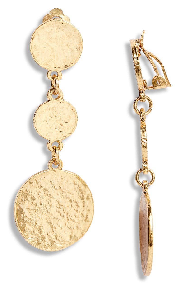 KARINE SULTAN - Coin drop clip on earring: Gold/Silver Mix