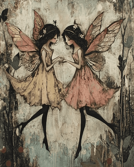 Mowbi - Grunge Fairy Friends - Fairies Wall Art Prints – 8″x10″ Artwork for 11″x14″ Frame