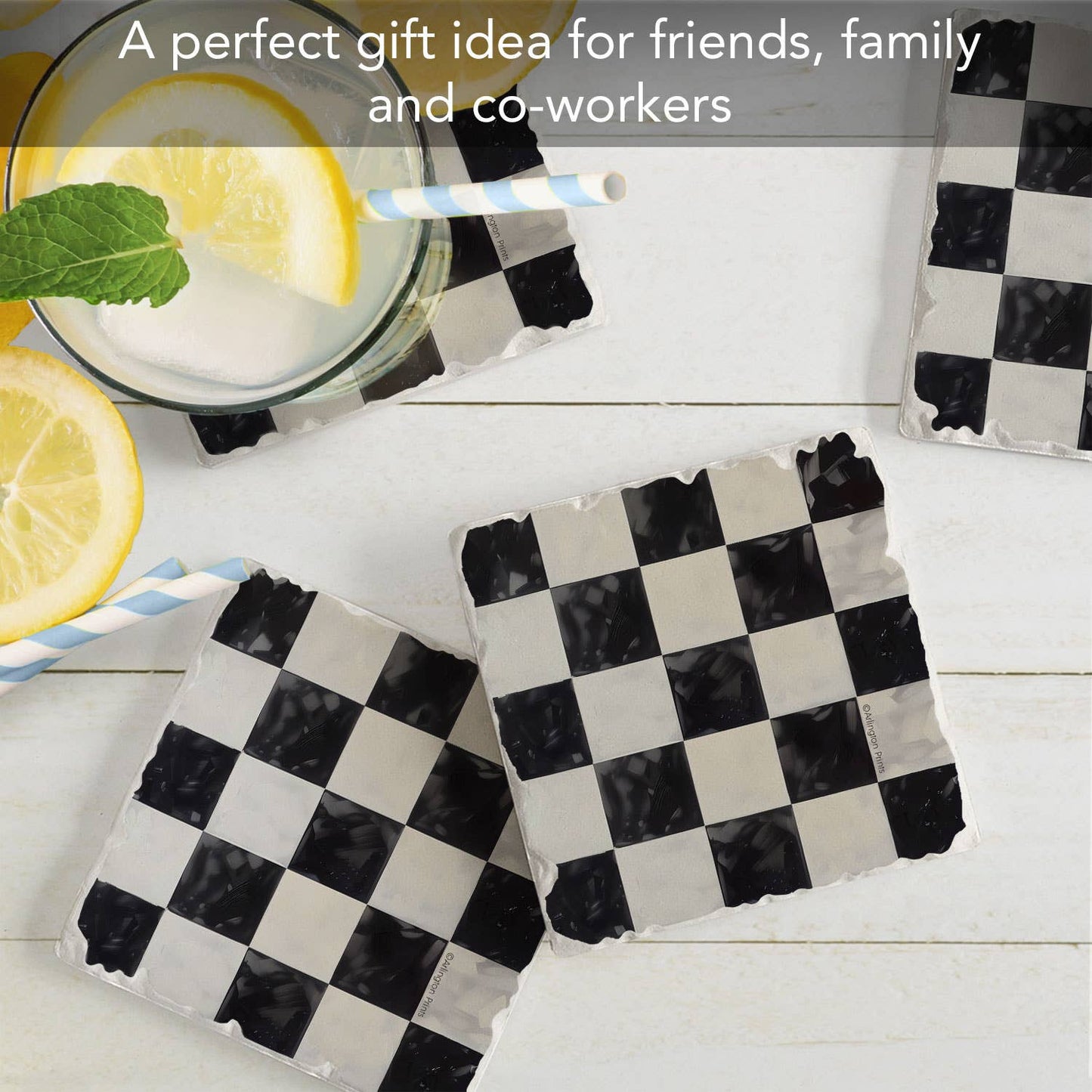 CounterArt/Highland Home/Thirstystone - Arlington Check 4 Pack Tumbled Tile Stone Coasters