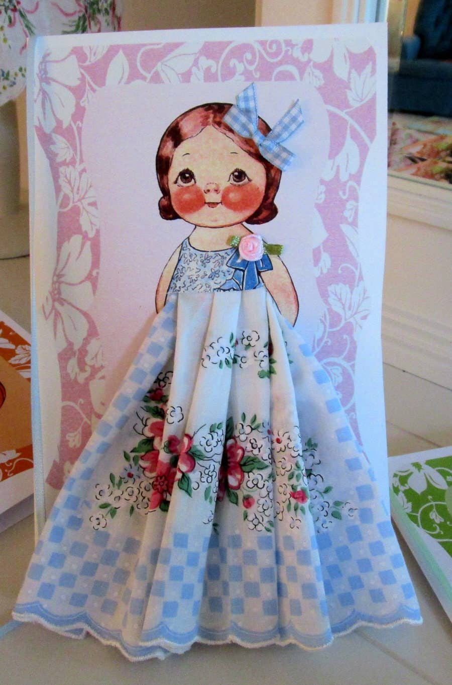 MOMENTS IN THYME - Dolly Dingle Paper Doll Card: Pink
