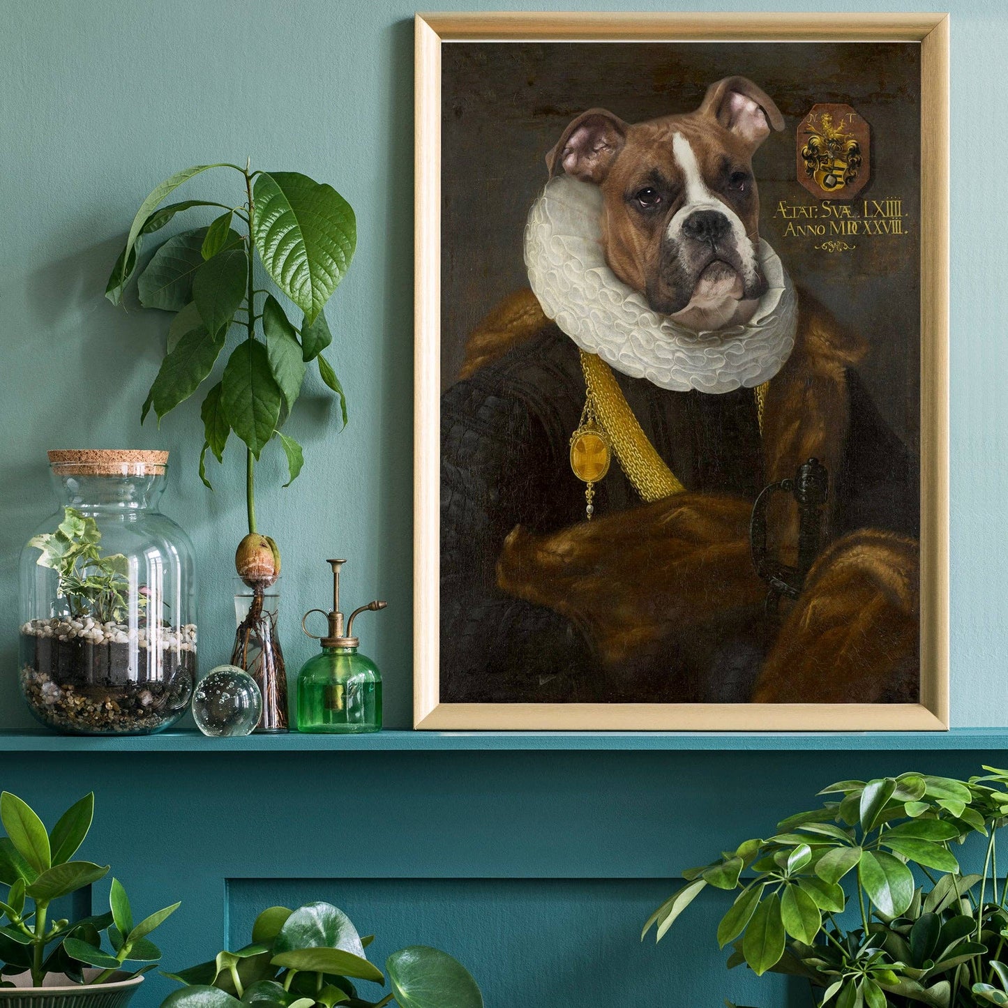 Ink & Drop - Renaissance Boxer Dog Print: 11 ¾ x 15 ¾ in | 30x40 cm / Matte