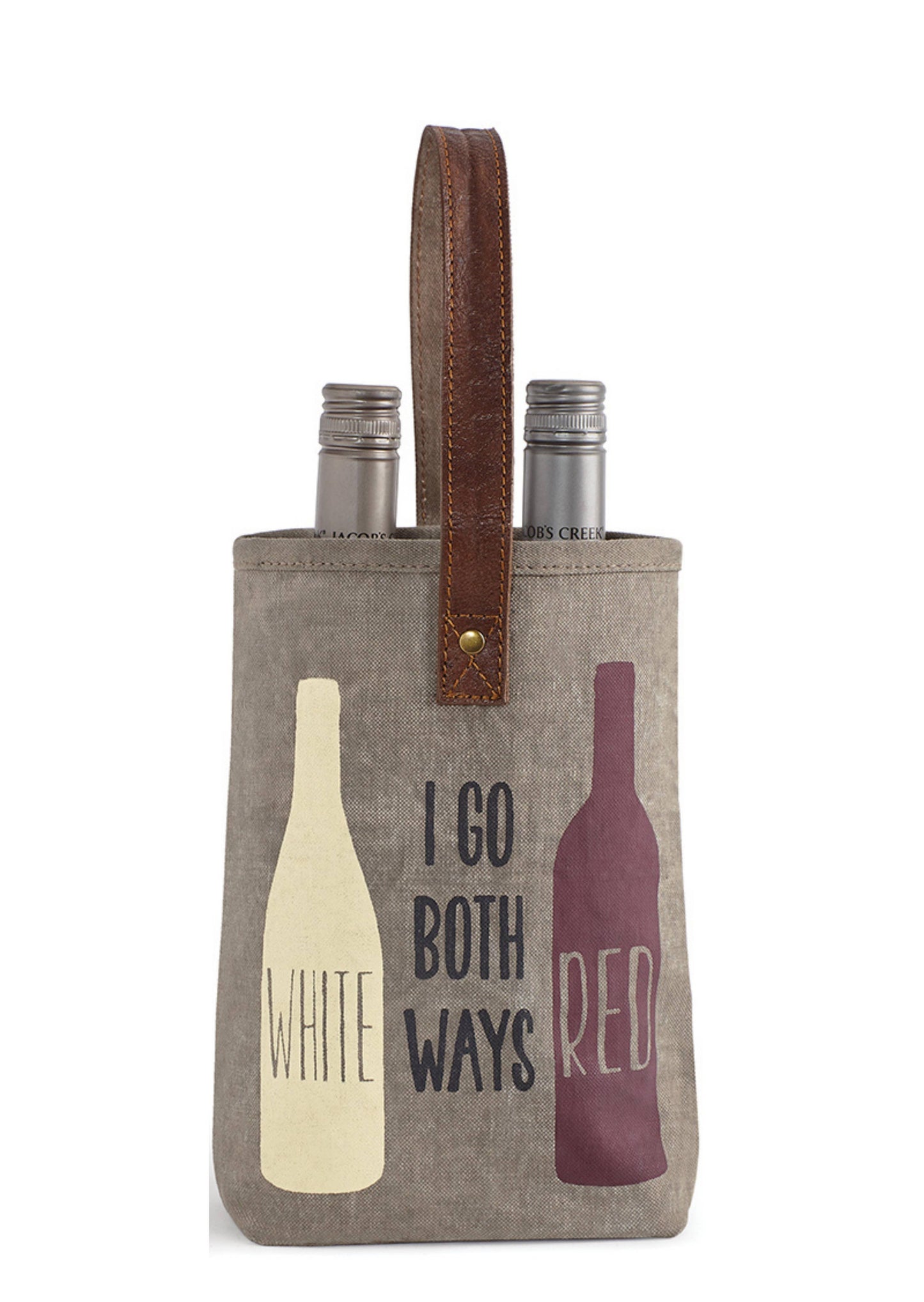 Mona B. - Both Ways Up-Cycled Canvas and Leather Double Wine Tote Bag