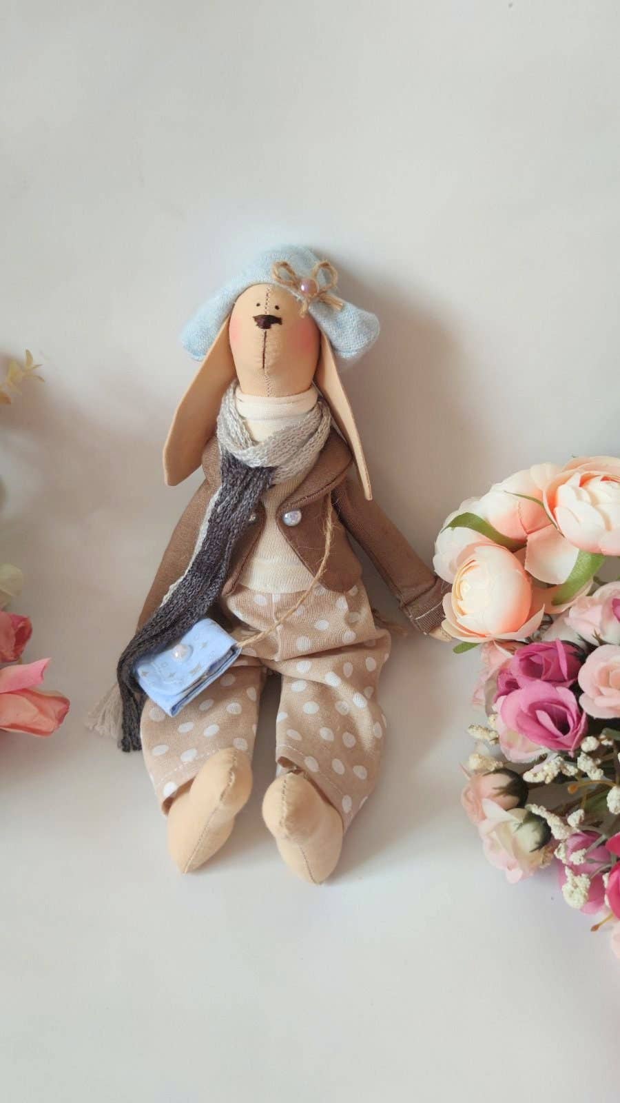 ChernikovaNataliya - Rabbit Handmade Doll,Rabbit Toy,Rabbit Gift,Cotton Bunny Soft,Handmade Bunny,Cloth Doll,Heirloom Doll,Soft Toy,Decorative Toy, Baby Gift