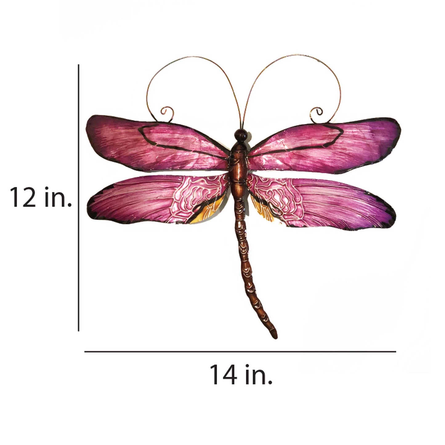 Eangee Home Design - Dragonfly Wall Decor Purple, Capiz & Metal, Indoor / Outdoor