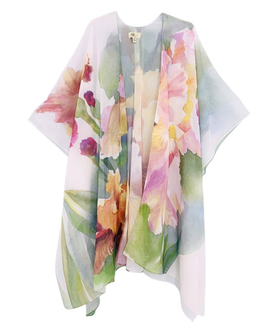 JC Sunny Fashion - JC070961 Floral Watercolor Kimono