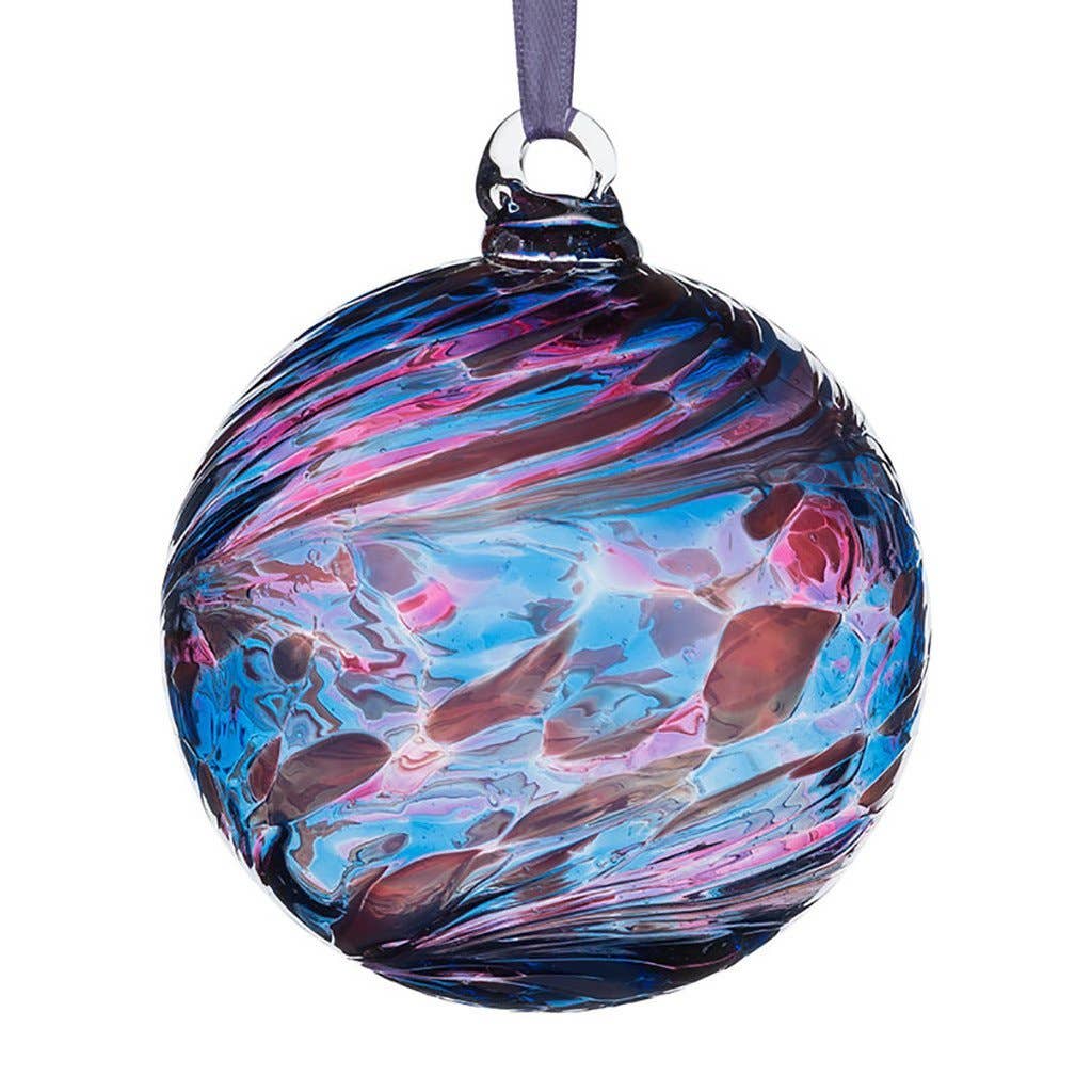 Sienna Glass - 8cm Friendship Ball - Blue & Pink
