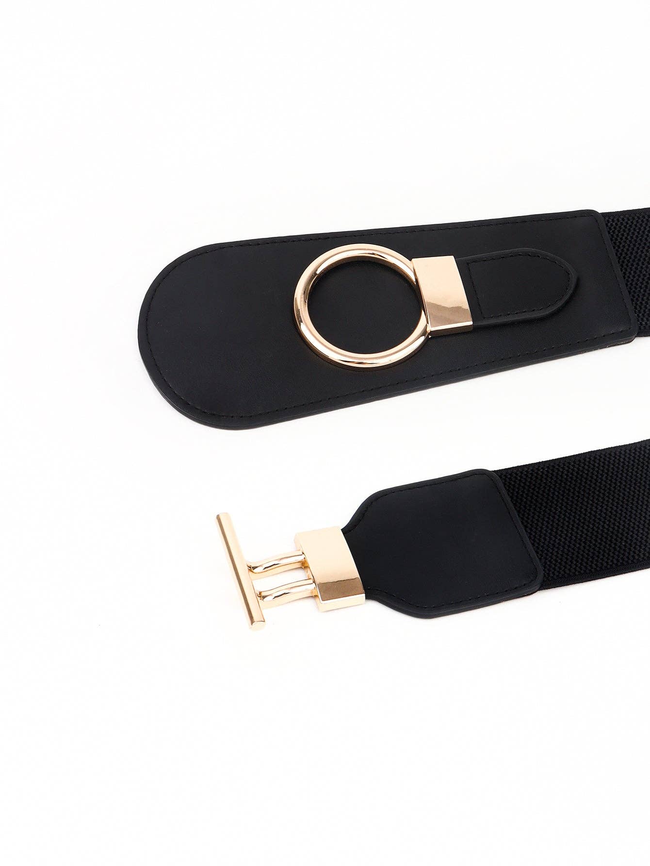 Kustom Kreations Goods - PU Elastic Wide Belt with Alloy Buckle: Black / One Size