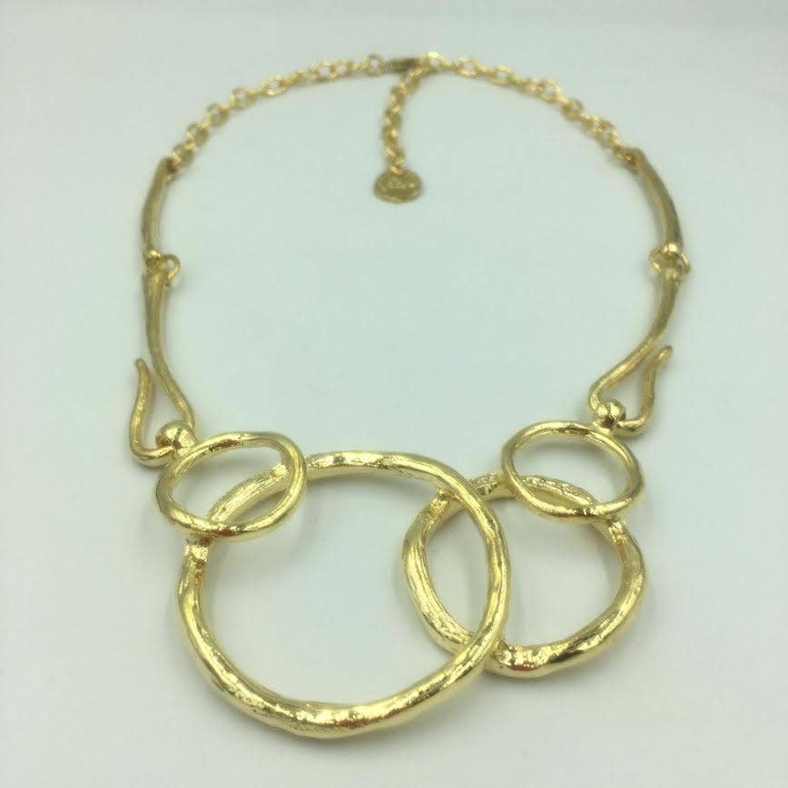 Volare - Orbital Fusion GP Necklace: Matted gold plated