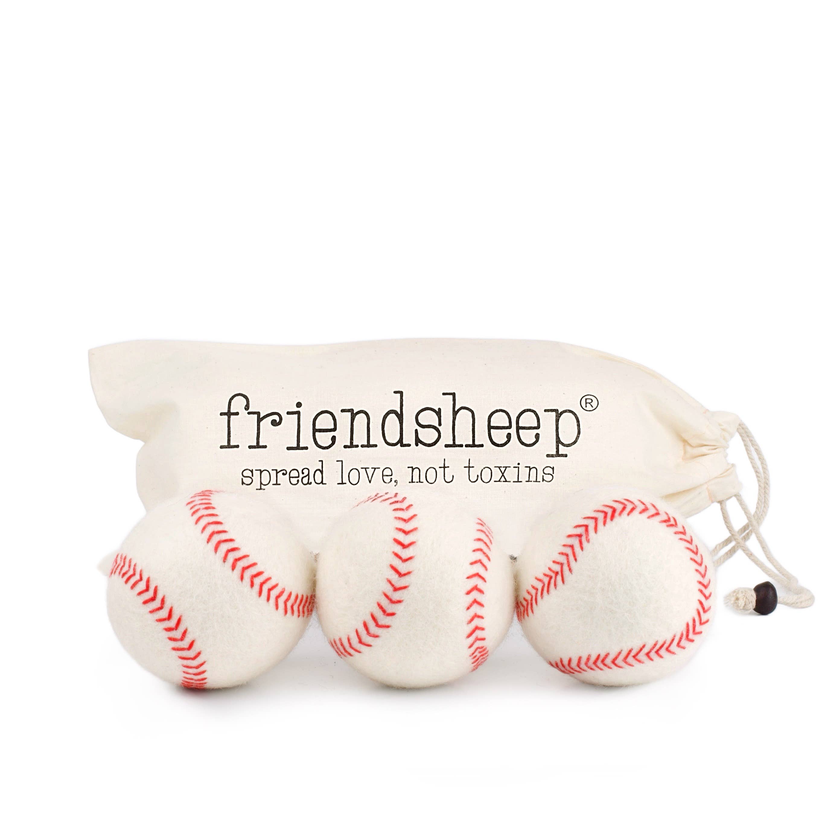 Friendsheep Baseball Eco Wool Dryer Balls - HOME RUN