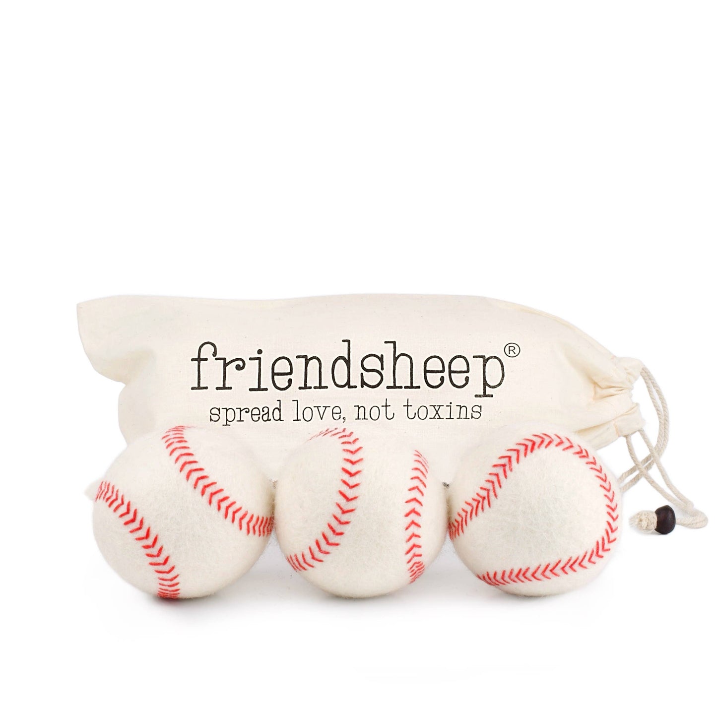 Friendsheep - Baseball Eco Wool Dryer Balls - HOME RUN: PACKAGE FREE