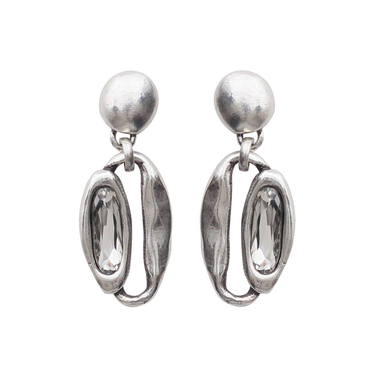 Chanour - Handmade Clear Crystal Pewter Earrings - 1912