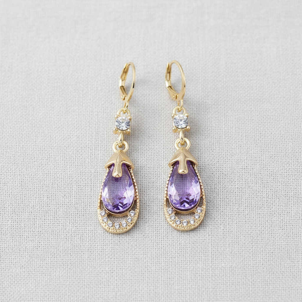 camilla dovey - Amethyst Teardrop Earrings