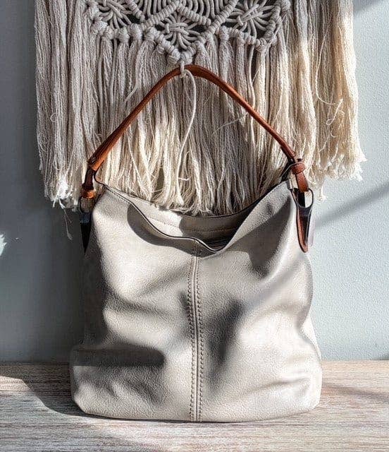 MiMi Wholesale - LHL001-2 Side Metal Accent Hobo Bag: Blush