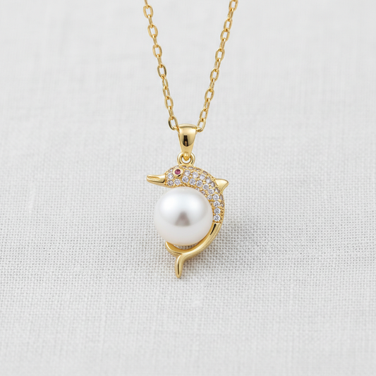 camilla dovey - Leaping Dolphin and Pearl Pendant Necklace