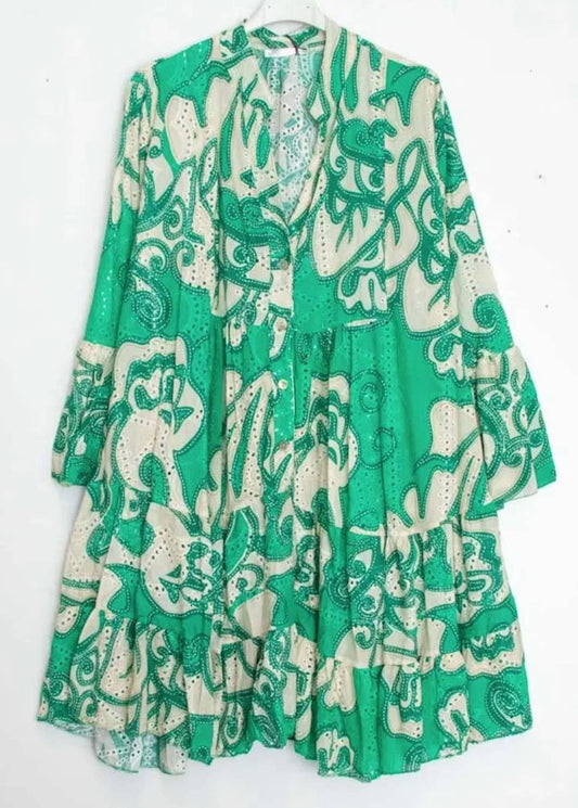 LOOWIE - 802EMB Cotton Green English Eyelet Dress Cover Up