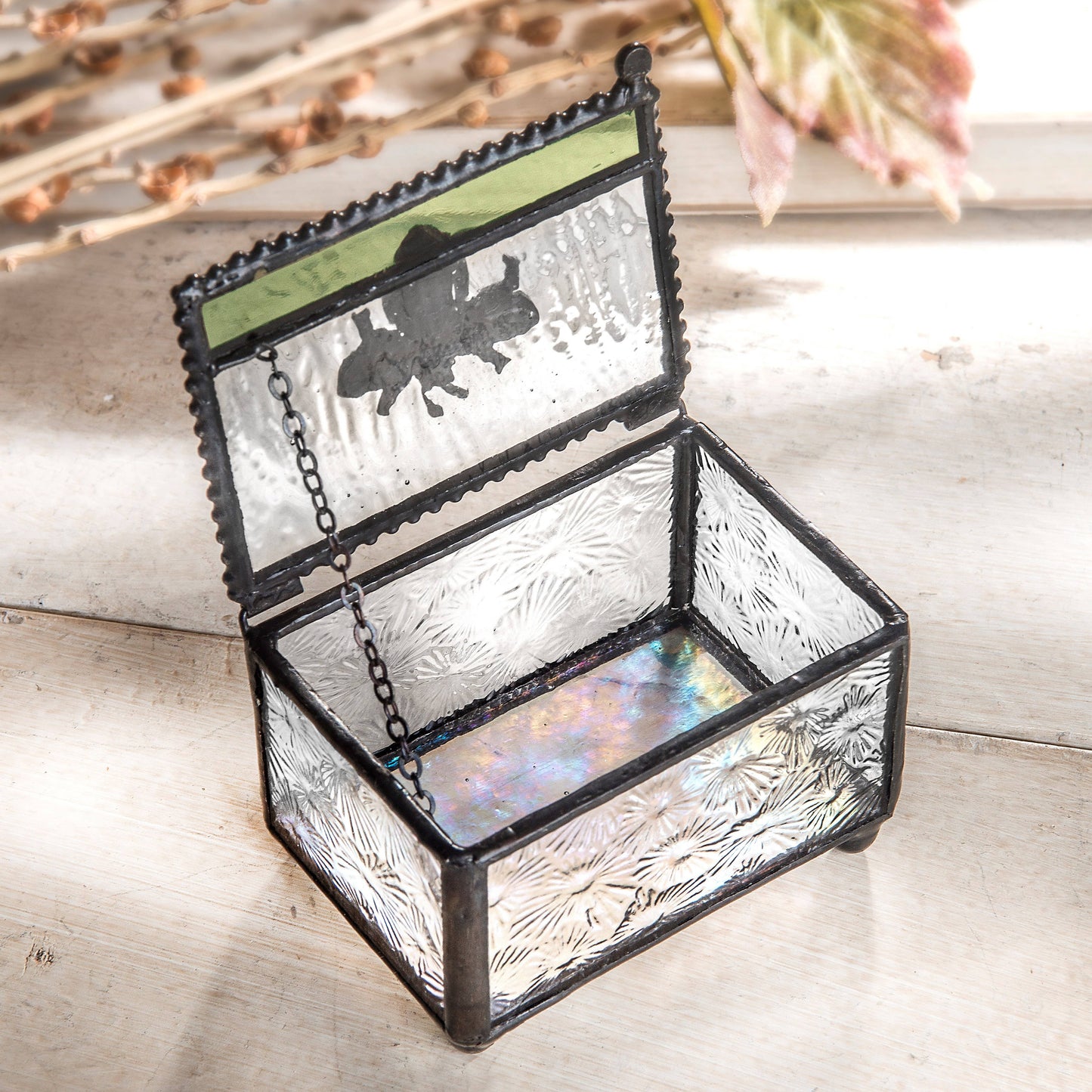 J Devlin Glass Art & Bert Anderson Collection - Bee Trinket Decorative Keepsake Box J Devlin Box 753