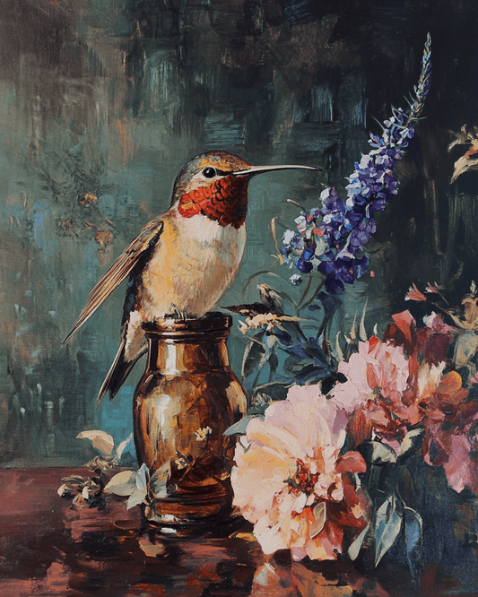 Mowbi - Vintage Hummingbird - Animal Still Life Wall Art Prints – 8″x10″ Artwork for 11″x14″ Frame