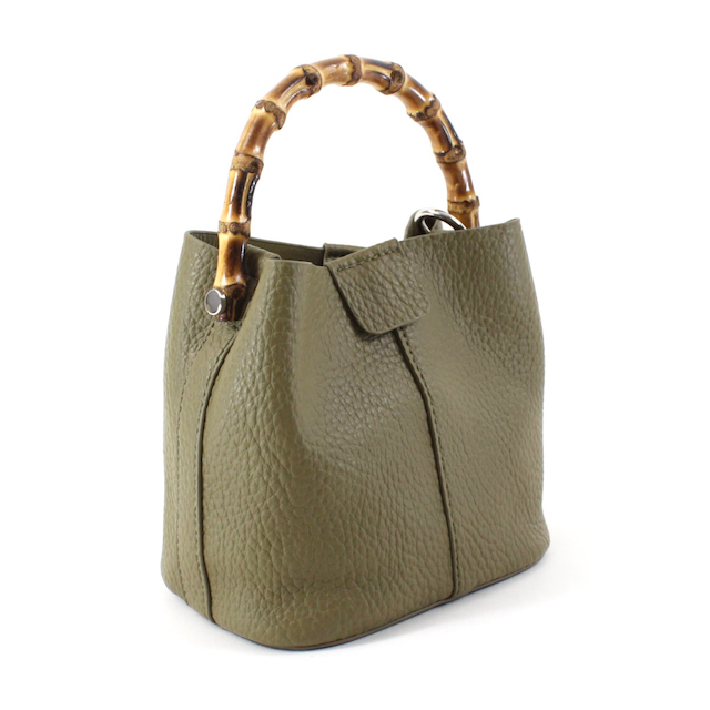 Pretty Persuasions - P23052 Bamboo Top Handle Crossbody Bag w/Cosmetic Pouch: 08 Olive