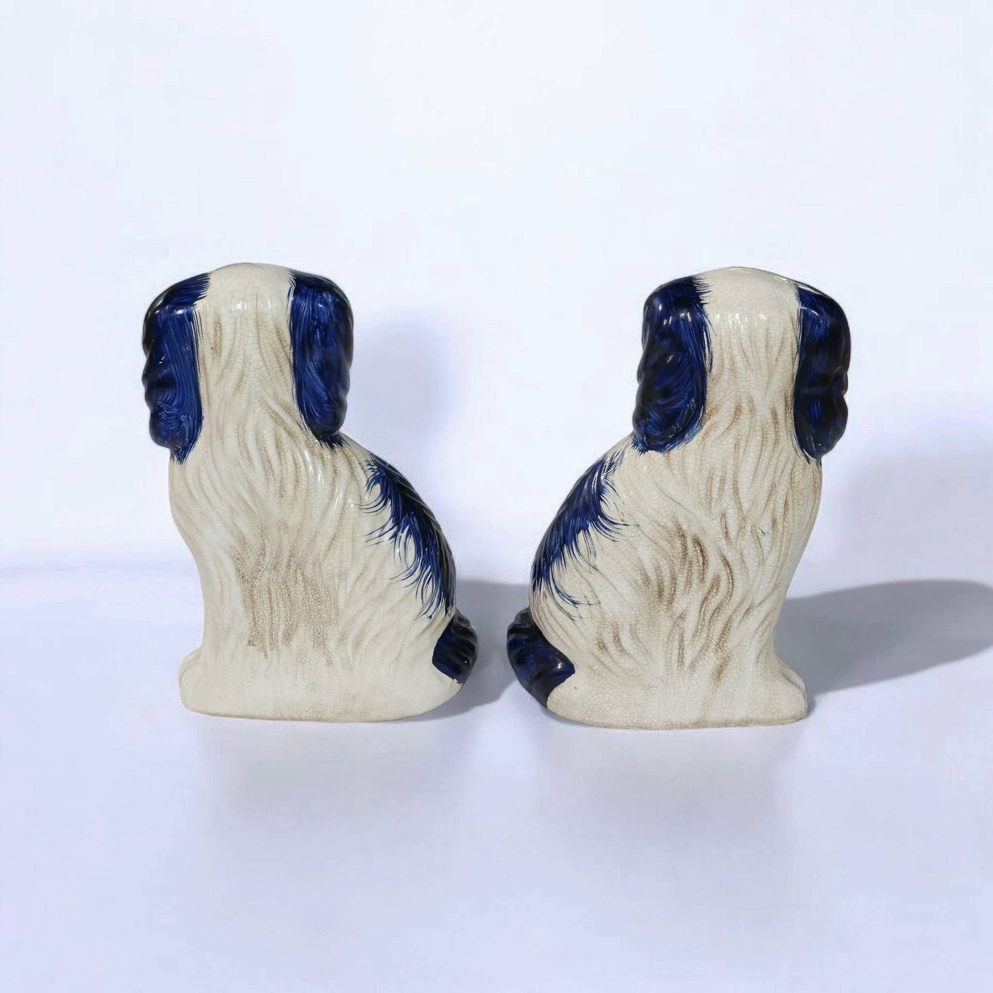 AA Importing - Blue and White Ceramic Staffordshire Dog Pair