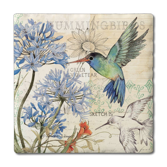 CounterArt/Highland Home/Thirstystone - "Hummingbird Study" 4 Pack Tumbled Tile Coasters