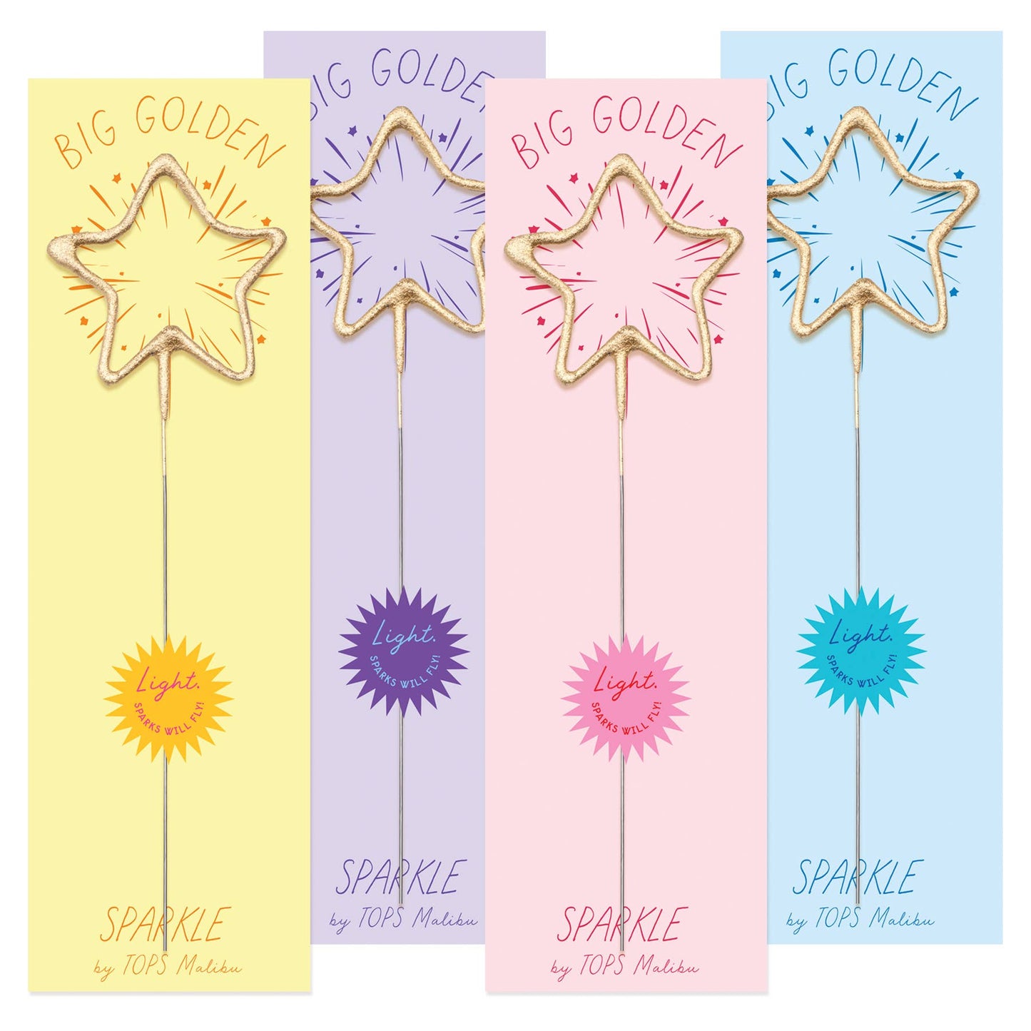 TOPS Malibu - Big 8" Gold Star Sparkler Wand - "Big Golden" - Asst Colors