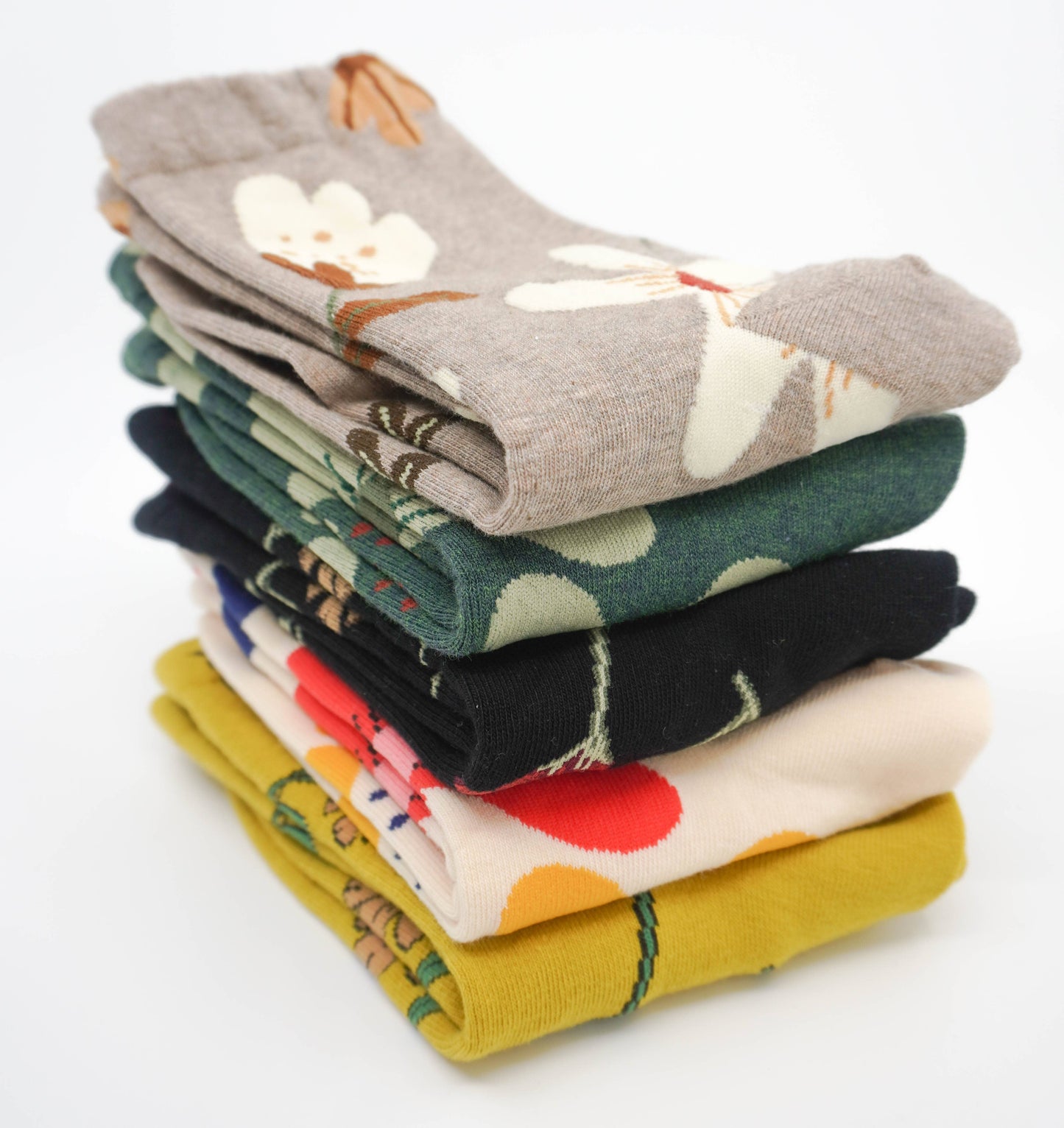 Comfortarians - Floral Cotton Socks For Women | Women's Big Flower Socks: Beige