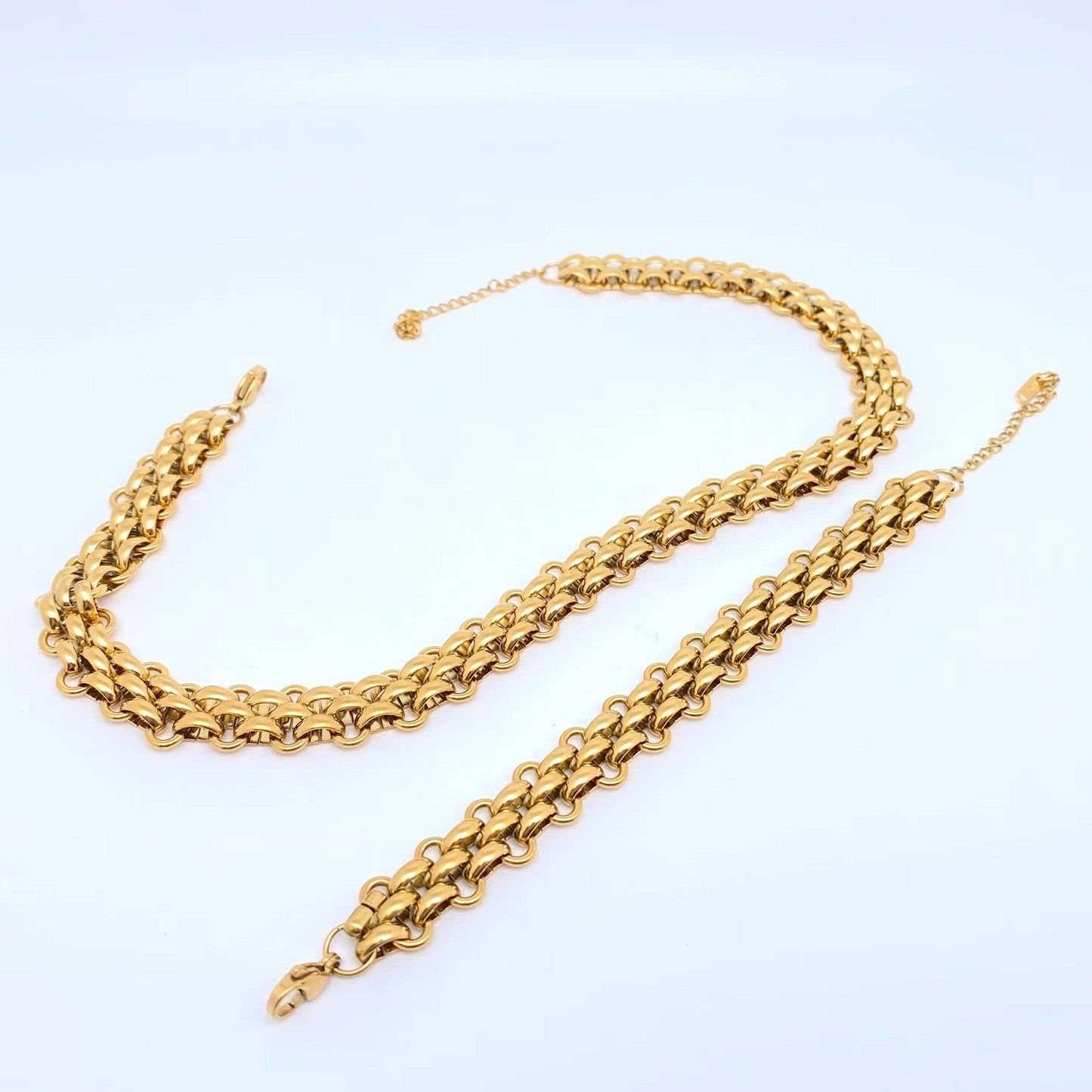 Mio Queena - Hand Assembled Stainless Steel Chain Bracelet And Necklace: Bracelet