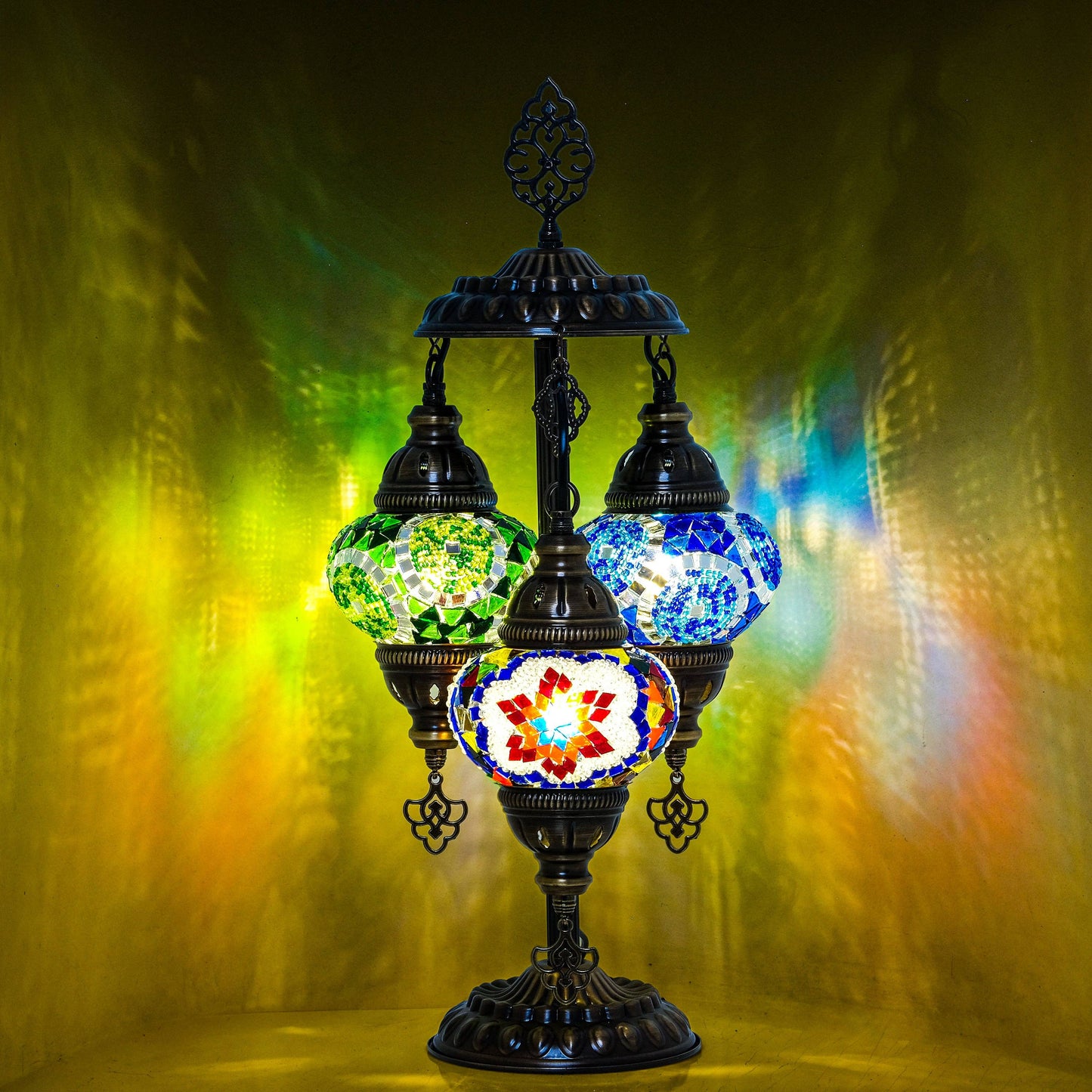 Mozaist - 3-Globe Turkish Mosaic Table Lamp (Multicolor)
