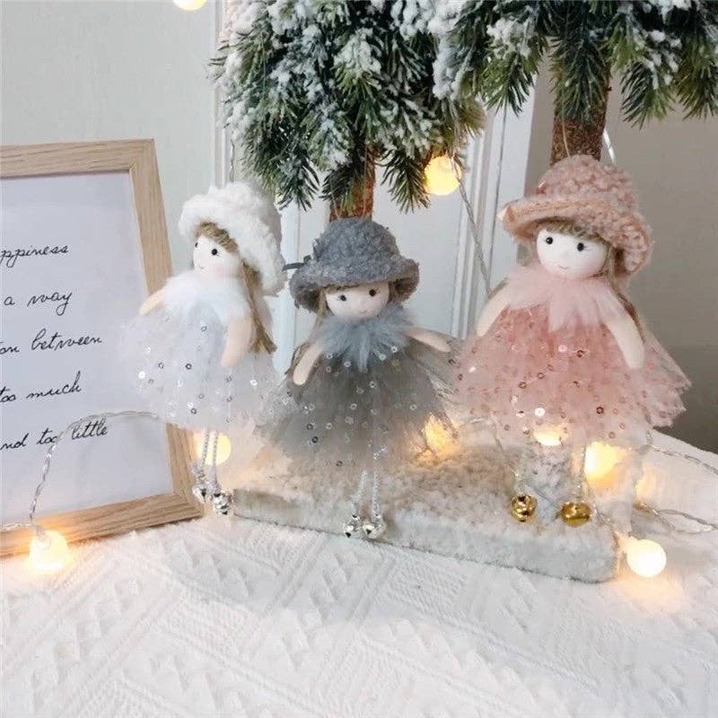 Ekartini - Christmas Plush Angel Girl Ornament: PINK