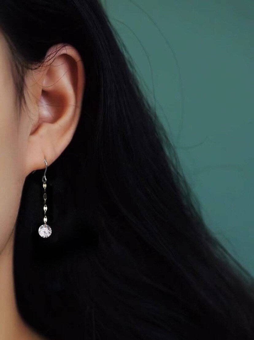 Haengseongworkshop - 5mm/8mm Elegant Surgical Steel Small Chain Cubic Zirconia Earrings Dangle Drop: 0.8 CZ