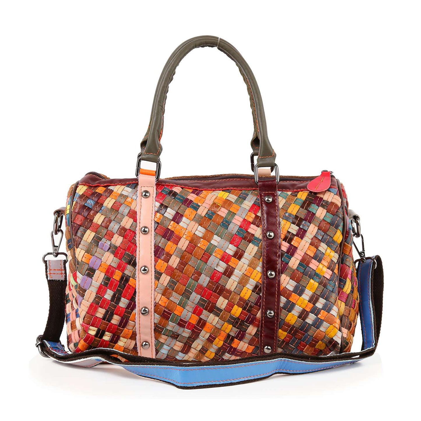 Handbag Express - Genuine Leather Woven Large Satchel: MultI