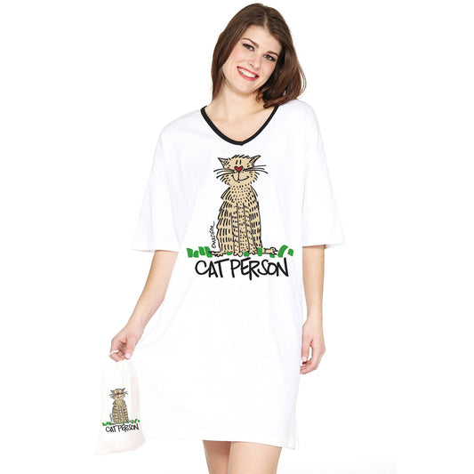 Emerson Street Clothing Co. - Cat Person, Nightshirt in a Bag