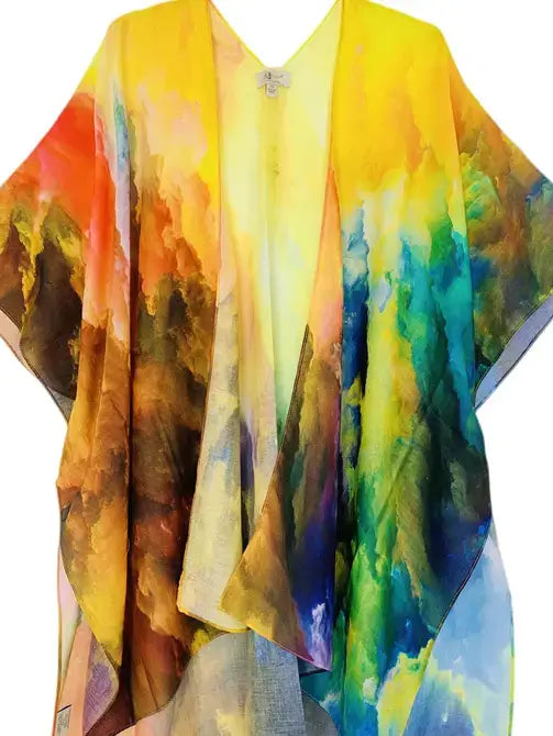 JC Sunny Fashion - Metaphysical Rich Autumn Colors Kimono : Gold-Multi