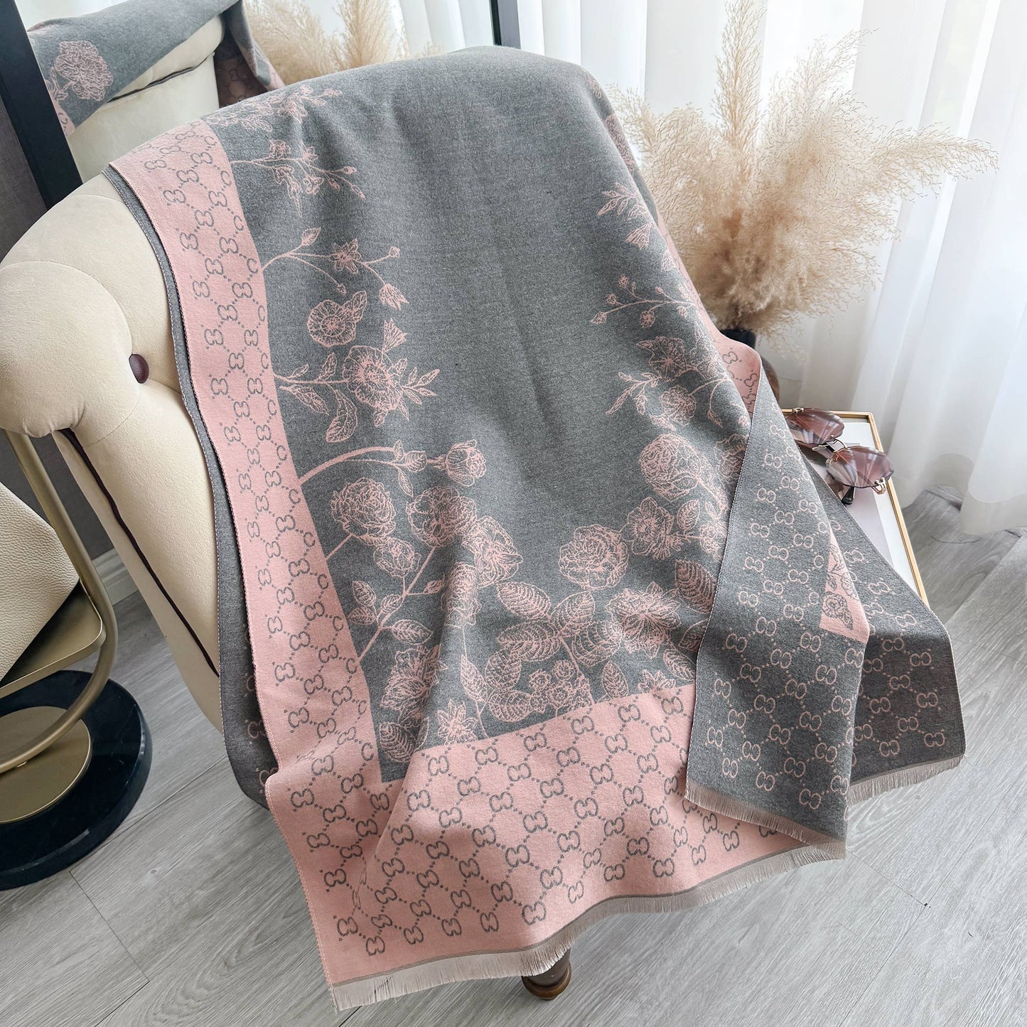 Winding River - Pink / Gray Planting Reversible Wrap