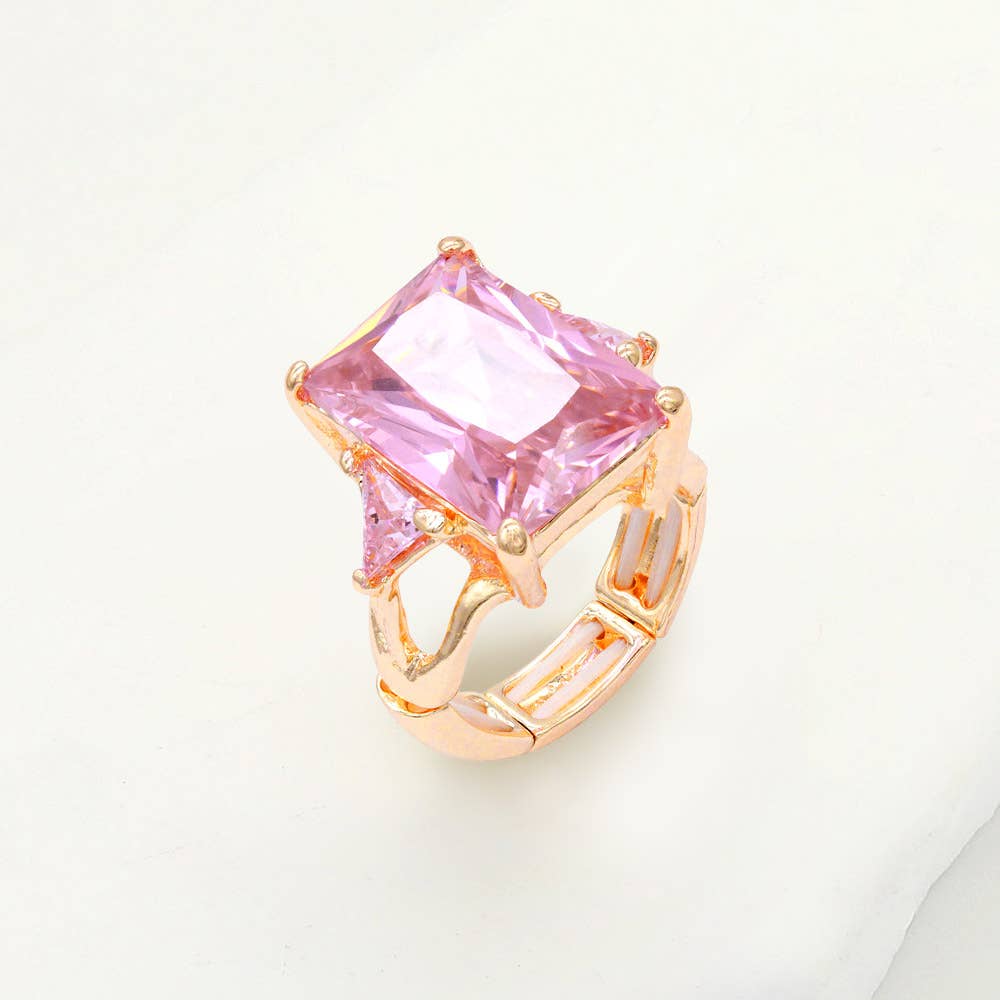Sensibling Corp. - Rectangle Crystal Stretch Ring: Blue