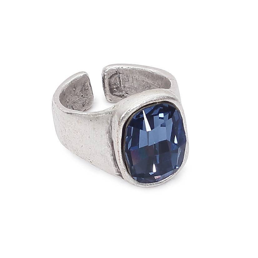 Chanour - Handmade Blue Crystal Brass Ring - 6912