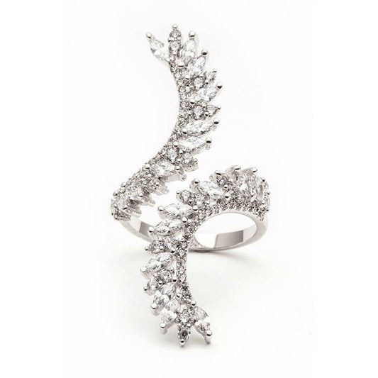 Artini Accessories - Adjustable Iconic CZ Cocktail Ring: Silver/Clear