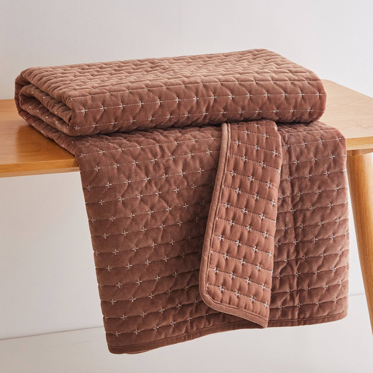 Levtex Home - Velvet Stitch Quilted Throw: Rust