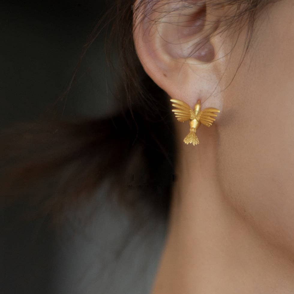 Cici’De Jewelry Amsterdam - Good Luck Birds Ear Studs: Gold