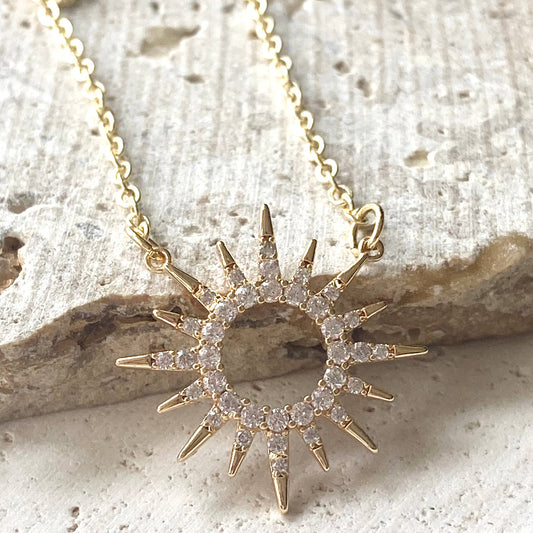 VB&CO Designs Handmade Jewelry - Sun celestial necklace minimalist boutique salon jewelry: 18”