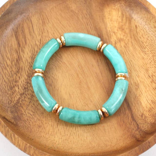 Pretty Persuasions - B22022 Tube Bead Stretch Bracelet: 06 Teal