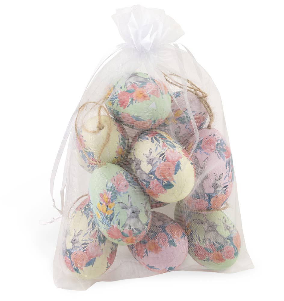 Boston International - Floral Bunnies Bagged Easter Eggs Set of 12